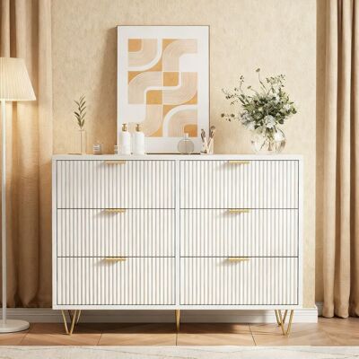 KILISKY Commode de chambre avec 6 tiroirs/ 100x34x73cm- Blanc - Meuble de bureau/salon - Meuble de rangement Blanc - Publicité KILISKY Commode de chambre avec 6 tiroirs/ 100x34x73cm- Blanc - Meuble de bureau/salon - Meuble de rangement Blanc - Publicité