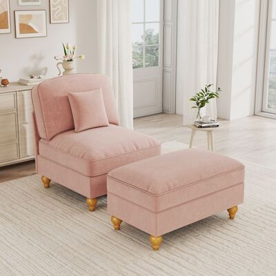 OEM Fauteuil lounge en chenille - Rose - Chenille - Jupe à volants amovible - Pieds tournés - Repose-pieds mobile Rose - Publicité OEM Fauteuil lounge en chenille - Rose - Chenille - Jupe à volants amovible - Pieds tournés - Repose-pieds mobile Rose - Publicité
