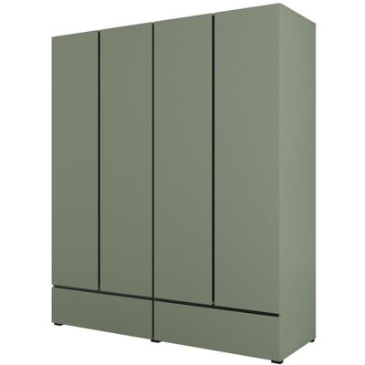 MEUBLORAMA Armoire HAVANA 180 cm – 4 portes + 2 tiroirs – Coloris vert sauge et noir – Design moderne et grande capacité Vert - Publicité MEUBLORAMA Armoire HAVANA 180 cm – 4 portes + 2 tiroirs – Coloris vert sauge et noir – Design moderne et grande capacité Vert - Publicité