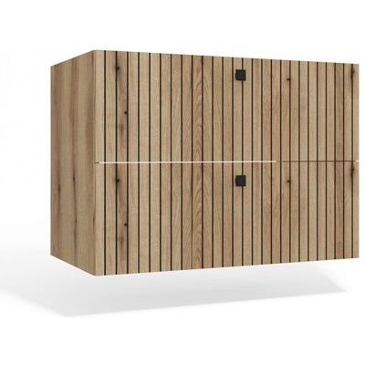 CDF TIGO - Meuble sous lavabo 2 tiroirs chêne façade rainurée 80x45.5x57 Marron - Publicité CDF TIGO - Meuble sous lavabo 2 tiroirs chêne façade rainurée 80x45.5x57 Marron - Publicité