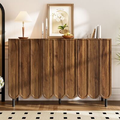 Generic Buffet bas 120×35×80 cm avec portes ondulées Buffet salon avec étagères réglables Buffet de cuisine en couleur bois Marron - Publicité Generic Buffet bas 120×35×80 cm avec portes ondulées Buffet salon avec étagères réglables Buffet de cuisine en couleur bois Marron - Publicité