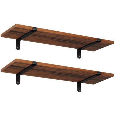 Étagères Murales SONGMICS - Style Rétro - Charge Max. 15 kg - 60 x 20 x 7 cm - MDF Marron et Noir Marron - Publicité Étagères Murales SONGMICS - Style Rétro - Charge Max. 15 kg - 60 x 20 x 7 cm - MDF Marron et Noir Marron - Publicité