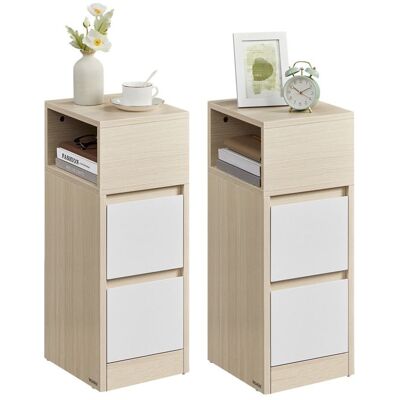 VASAGLE Table de Chevet Étroite Lot de 2 2 Tiroirs et Compartiment Ouvert Montage à Gauche ou à Droite Beige et Blanc Beige - Publicité VASAGLE Table de Chevet Étroite Lot de 2 2 Tiroirs et Compartiment Ouvert Montage à Gauche ou à Droite Beige et Blanc Beige - Publicité