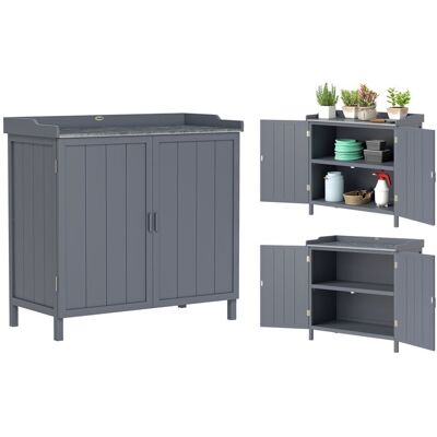 Armoire de rangement de jardin - Outsunny - double porte - étagère plateau - en bois massif - 98 x 48 x 95.5 cm - gris Gris - Publicité Armoire de rangement de jardin - Outsunny - double porte - étagère plateau - en bois massif - 98 x 48 x 95.5 cm - gris Gris - Publicité
