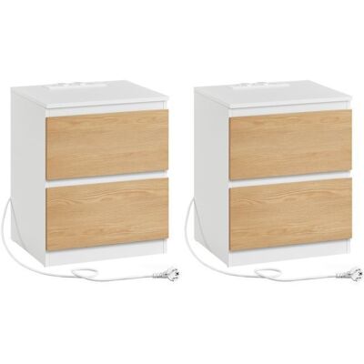 VASAGLE Lot de 2 Table de Chevet avec Multiprise Table dAppoint 2 Tiroirs 2 Prises CA 2 Ports USB-A Moderne Jaune Amande Jaune - Publicité VASAGLE Lot de 2 Table de Chevet avec Multiprise Table dAppoint 2 Tiroirs 2 Prises CA 2 Ports USB-A Moderne Jaune Amande Jaune - Publicité