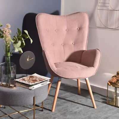 MEUBLES COSY Fauteuil Salon - Style Scandinave - Tissu Rose et Pieds en Bois de Hêtre - 68x73x106cm Rose - Publicité MEUBLES COSY Fauteuil Salon - Style Scandinave - Tissu Rose et Pieds en Bois de Hêtre - 68x73x106cm Rose - Publicité