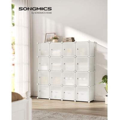 SONGMICS Boîte de rangement Modulable 16 Cubes avec Portes pour Vêtements Chaussures Livres Assemblage Facile Blanc Crème Blanc - Publicité SONGMICS Boîte de rangement Modulable 16 Cubes avec Portes pour Vêtements Chaussures Livres Assemblage Facile Blanc Crème Blanc - Publicité