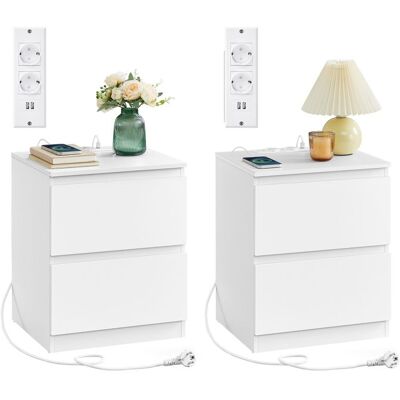 VASAGLE Lot de 2 Table de Chevet avec Multiprise Table dAppoint 2 Tiroirs 2 Prises CA 2 Ports USB-A Moderne Blanc Nuage Blanc - Publicité VASAGLE Lot de 2 Table de Chevet avec Multiprise Table dAppoint 2 Tiroirs 2 Prises CA 2 Ports USB-A Moderne Blanc Nuage Blanc - Publicité