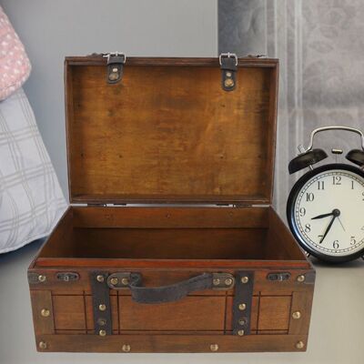 SURENHAP Coffre en bois Poitrine en bois portable portable vintage en détresse en bois multifonctionnel de meuble rangement Grand Marron - Publicité SURENHAP Coffre en bois Poitrine en bois portable portable vintage en détresse en bois multifonctionnel de meuble rangement Grand Marron - Publicité