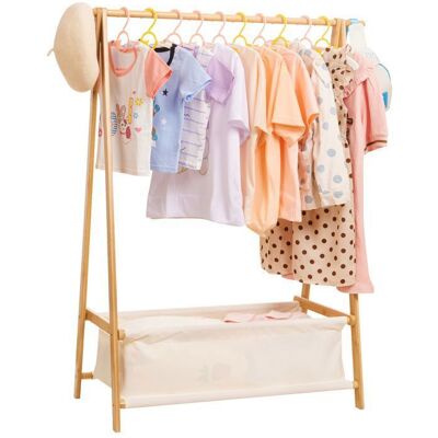YORBAY Porte-manteau en bambou pour enfants avec boîtes de rangement Portant à vêtements pliable 86x36x106cm Beige - Publicité YORBAY Porte-manteau en bambou pour enfants avec boîtes de rangement Portant à vêtements pliable 86x36x106cm Beige - Publicité