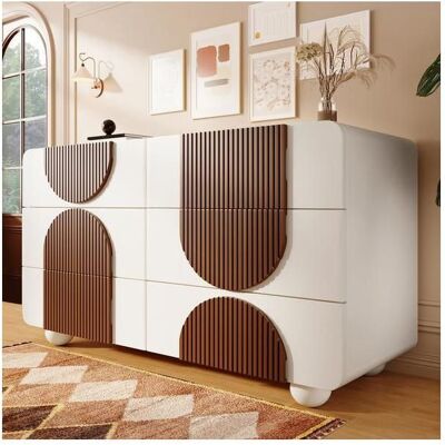 Generic Commode 121x41x71 cm avec 6 tiroirs au design incurvé Buffet bas avec dispositif anti-basculement Buffet salon en blanc Blanc - Publicité Generic Commode 121x41x71 cm avec 6 tiroirs au design incurvé Buffet bas avec dispositif anti-basculement Buffet salon en blanc Blanc - Publicité
