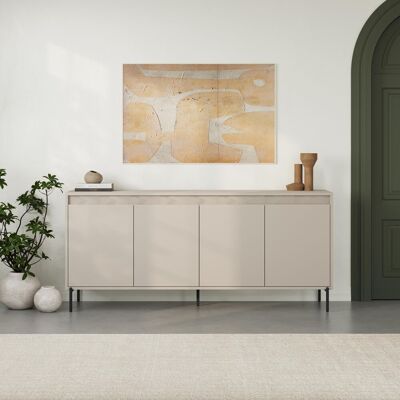Buffet GRETA – Crème – 4 portes – 180 x 40 x 80 cm Noir - Publicité Buffet GRETA – Crème – 4 portes – 180 x 40 x 80 cm Noir - Publicité