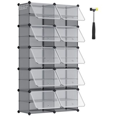 SONGMICS Étagère à Chaussures 10 Compartiments Modulable Compartiment de 30 x 40 x 30 cm avec Porte Cadre en Acier Gris Ardoise Gris - Publicité SONGMICS Étagère à Chaussures 10 Compartiments Modulable Compartiment de 30 x 40 x 30 cm avec Porte Cadre en Acier Gris Ardoise Gris - Publicité