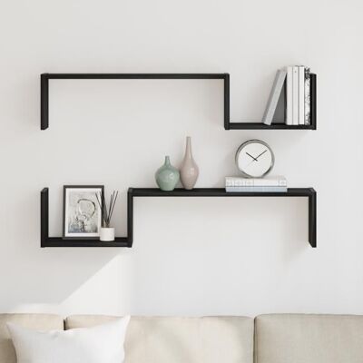 Étagère Murale VidaXL Bois de Chêne Noir 2 Pièces 100x15x70cm - Publicité Étagère Murale VidaXL Bois de Chêne Noir 2 Pièces 100x15x70cm - Publicité