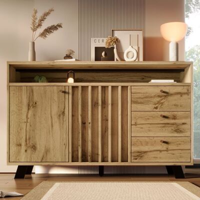 MERAX Buffet - 3 Tiroirs et 2 Portes - Meuble de Rangement - Étagère Réglable - Salon Salle à Manger en Chêne Foncé 120x40x85 cm Marron - Publicité MERAX Buffet - 3 Tiroirs et 2 Portes - Meuble de Rangement - Étagère Réglable - Salon Salle à Manger en Chêne Foncé 120x40x85 cm Marron - Publicité