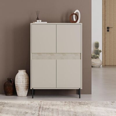 Buffet haut GRETA – Crème – 4 portes – 85 x 40 x 123 cm Noir - Publicité Buffet haut GRETA – Crème – 4 portes – 85 x 40 x 123 cm Noir - Publicité
