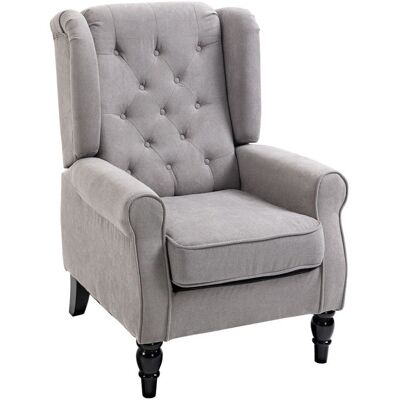 Fauteuil de salon capitonné - HOMCOM - avec assise large pieds en bois style classique - grand confort - 74 x 86 x 102 cm - gris Gris - Publicité Fauteuil de salon capitonné - HOMCOM - avec assise large pieds en bois style classique - grand confort - 74 x 86 x 102 cm - gris Gris - Publicité