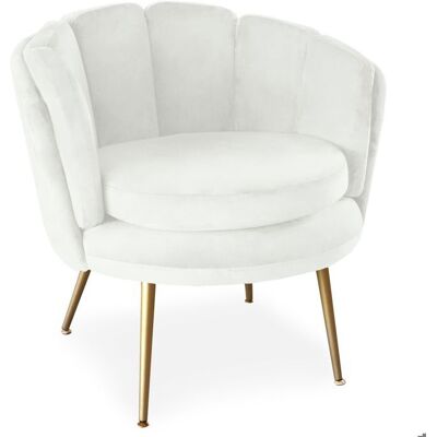 MENZZO Fauteuil arrondi Brenda Velours Blanc Blanc - Publicité MENZZO Fauteuil arrondi Brenda Velours Blanc Blanc - Publicité