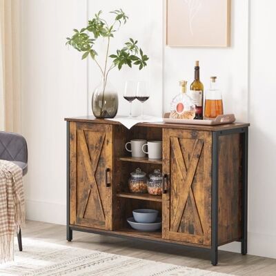 VASAGLE Buffet Meuble de Rangement 100 x 35 x 70 cm avec placards et étagères Marron Rustique et Noir Marron - Publicité VASAGLE Buffet Meuble de Rangement 100 x 35 x 70 cm avec placards et étagères Marron Rustique et Noir Marron - Publicité