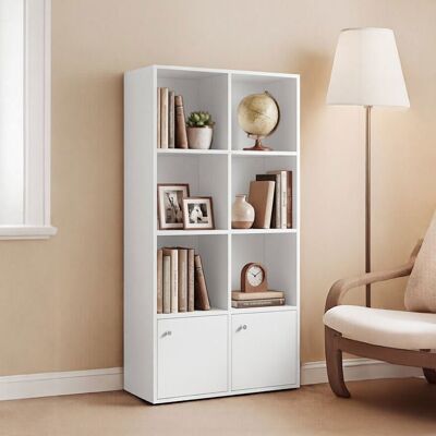 VASAGLE Bibliothèque à 4 Niveaux avec 2 Portes pour Bureau Salon Salle à Manger 29 x 658 x 130 cm Blanc Blanc - Publicité VASAGLE Bibliothèque à 4 Niveaux avec 2 Portes pour Bureau Salon Salle à Manger 29 x 658 x 130 cm Blanc Blanc - Publicité
