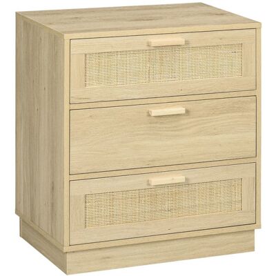 Commode design bohème en rotin - HOMCOM - 3 tiroirs - meuble de rangement - bois naturel Beige - Publicité Commode design bohème en rotin - HOMCOM - 3 tiroirs - meuble de rangement - bois naturel Beige - Publicité