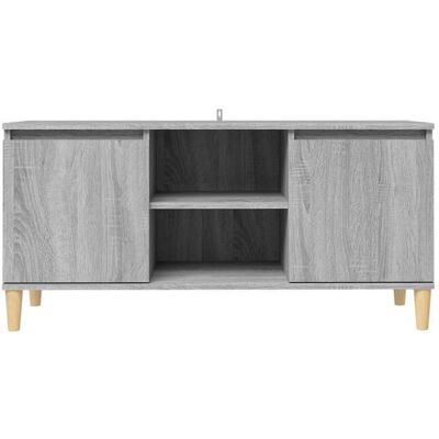 VIDAXL Gris Meuble TV - SOLOMON - Table de Télévision avec pieds en bois solide Sonoma gris 1035x35x50 cm LV330 Gris - Publicité VIDAXL Gris Meuble TV - SOLOMON - Table de Télévision avec pieds en bois solide Sonoma gris 1035x35x50 cm LV330 Gris - Publicité