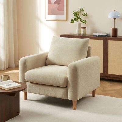 BAÏTA Fauteuil fixe CALIBA 1 place tissu chenille taupe Beige - Publicité BAÏTA Fauteuil fixe CALIBA 1 place tissu chenille taupe Beige - Publicité
