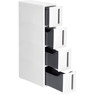 SONGMICS Tour de Rangement sur roulettes Colonne de CuisineÉtagère Plastique à 4 Niveaux 45 x 17 x 84 cm Blanc et Gris Blanc - Publicité SONGMICS Tour de Rangement sur roulettes Colonne de CuisineÉtagère Plastique à 4 Niveaux 45 x 17 x 84 cm Blanc et Gris Blanc - Publicité