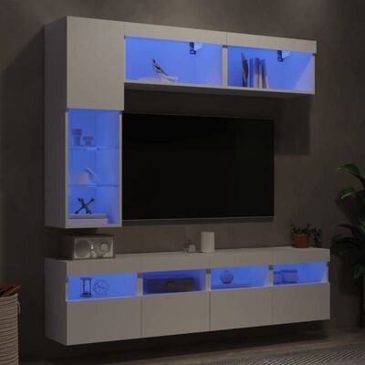 vidaXL Ensemble de Meubles TV Muraux avec Lumières LED 7 pcs Armoires de Télévision Suspendues Ensemble de Meubles Télé 3216757 Bleu - Publicité vidaXL Ensemble de Meubles TV Muraux avec Lumières LED 7 pcs Armoires de Télévision Suspendues Ensemble de Meubles Télé 3216757 Bleu - Publicité