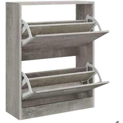 VIDAXL En soldes - Armoire à chaussures - Commode/cabinet couloir - avec étagères réglables - Gris béton 63x24x81cm Bois dingénierie 2_410 Gris - Publicité VIDAXL En soldes - Armoire à chaussures - Commode/cabinet couloir - avec étagères réglables - Gris béton 63x24x81cm Bois dingénierie 2_410 Gris - Publicité