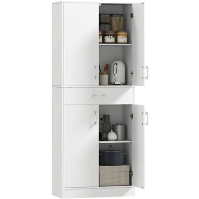 Buffet de cuisine - HOMCOM - armoire buffet haut 2 étagères réglables 4 portes 1 tiroir - bois - hauteur 180 cm - blanc Blanc - Publicité Buffet de cuisine - HOMCOM - armoire buffet haut 2 étagères réglables 4 portes 1 tiroir - bois - hauteur 180 cm - blanc Blanc - Publicité