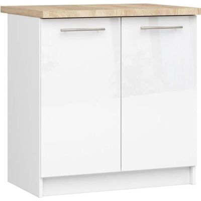 Meuble de cuisine bas AKORD S80 OLIWIA modulable Blanc 80 cm 2 portes façade Blanche Brillante 2 étagères 80x46x85 cm Blanc - Publicité Meuble de cuisine bas AKORD S80 OLIWIA modulable Blanc 80 cm 2 portes façade Blanche Brillante 2 étagères 80x46x85 cm Blanc - Publicité