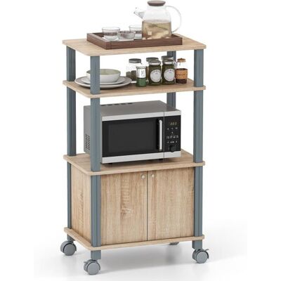Desserte de Cuisine à Roulettes COSTWAY Portes Meuble pour Four sur Roues en Bois avec 3 Étagères 60 x 40 x 98 CM - Publicité Desserte de Cuisine à Roulettes COSTWAY Portes Meuble pour Four sur Roues en Bois avec 3 Étagères 60 x 40 x 98 CM - Publicité