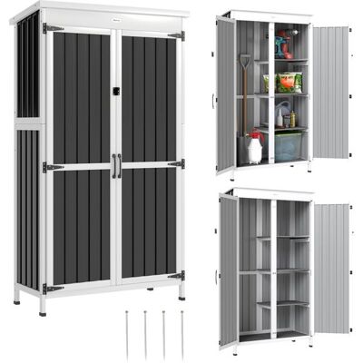 Armoire de jardin - Outsunny - 3 étagères amovibles portes doubles avec fermeture métallique - bois acier - 94x43x166cm - noir Noir - Publicité Armoire de jardin - Outsunny - 3 étagères amovibles portes doubles avec fermeture métallique - bois acier - 94x43x166cm - noir Noir - Publicité