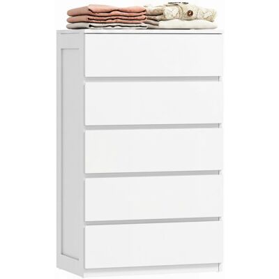 Commode - HOMCOM - 5 tiroirs meuble de rangement épuré style moderne chambre salon mobilier - bois - 60x39x100cm - blanc Blanc - Publicité Commode - HOMCOM - 5 tiroirs meuble de rangement épuré style moderne chambre salon mobilier - bois - 60x39x100cm - blanc Blanc - Publicité