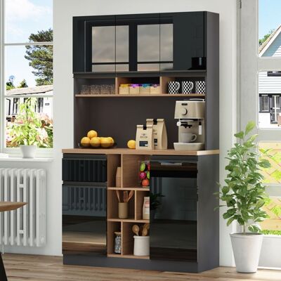MERAX Buffet de Cuisine Haut Armoire Meuble de Rangement Vaisselier avec Tiroir Étagères Ajustables Bar à Café Noir 105×45×185 cm Noir - Publicité MERAX Buffet de Cuisine Haut Armoire Meuble de Rangement Vaisselier avec Tiroir Étagères Ajustables Bar à Café Noir 105×45×185 cm Noir - Publicité