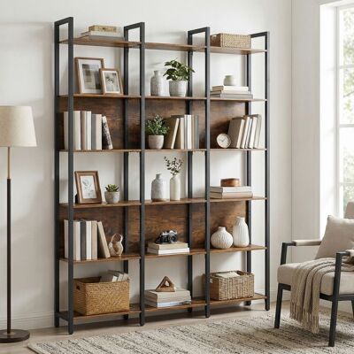 VASAGLE Bibliothèque sur 6 Niveaux 24 x 128 x 1871 cm Style Industriel Marron Rustique et Noir dEncre Marron - Publicité VASAGLE Bibliothèque sur 6 Niveaux 24 x 128 x 1871 cm Style Industriel Marron Rustique et Noir dEncre Marron - Publicité
