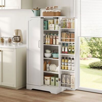MERAX Buffet de Cuisine Armoire Alimentaire Garde-Manger Porte-Épices avec Éclairage LED Étagères Réglables 60x35x128 cm Blanc - Publicité MERAX Buffet de Cuisine Armoire Alimentaire Garde-Manger Porte-Épices avec Éclairage LED Étagères Réglables 60x35x128 cm Blanc - Publicité