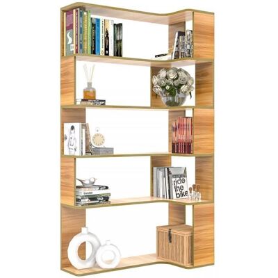 Bibliothèque à 5 niveaux VIVOLILV - Rustique - 98x48x169cm - Meuble de rangement moderne - Beige Beige - Publicité Bibliothèque à 5 niveaux VIVOLILV - Rustique - 98x48x169cm - Meuble de rangement moderne - Beige Beige - Publicité