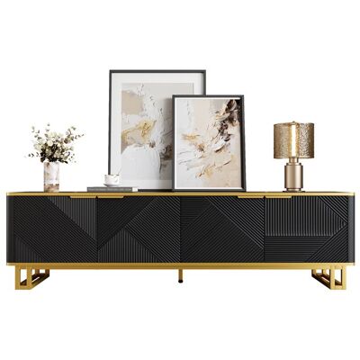 Meuble TV Bas - Merax - Noir et Or - 160 x 375 x 48 cm - Buffet Télévision - Design Luxe Contemporain Blanc - Publicité Meuble TV Bas - Merax - Noir et Or - 160 x 375 x 48 cm - Buffet Télévision - Design Luxe Contemporain Blanc - Publicité
