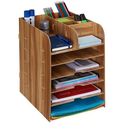 Relaxdays Organiseur bureau étagères documents 12 compartiments HxLxP: 345 x 25 x 32 cm Rangement MDF marron foncé Marron - Publicité Relaxdays Organiseur bureau étagères documents 12 compartiments HxLxP: 345 x 25 x 32 cm Rangement MDF marron foncé Marron - Publicité