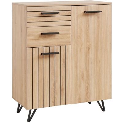 EN.CASA Buffet Noppen 100 x 80 x 38 cm effet chêne Beige - Publicité EN.CASA Buffet Noppen 100 x 80 x 38 cm effet chêne Beige - Publicité