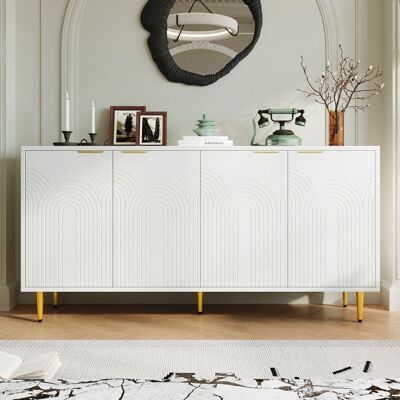 MERAX Buffet avec 4 Portes - Meuble de Salon Blanc avec Poignées et Pieds Dorés pour Salon Salle à Manger ou Chambre Blanc - Publicité MERAX Buffet avec 4 Portes - Meuble de Salon Blanc avec Poignées et Pieds Dorés pour Salon Salle à Manger ou Chambre Blanc - Publicité