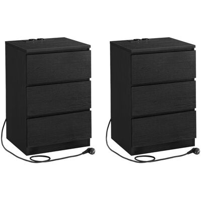 VASAGLE Table de Chevet avec Multiprise Lot de 2 Table d’Appoint avec 3 Tiroirs 2 Prises CA 2 Ports USB Moderne Noir Noir - Publicité VASAGLE Table de Chevet avec Multiprise Lot de 2 Table d’Appoint avec 3 Tiroirs 2 Prises CA 2 Ports USB Moderne Noir Noir - Publicité