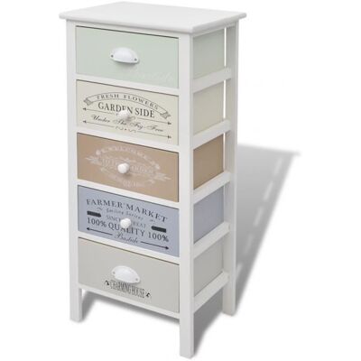 vidaXL Armoire de rangement en style français 5 tiroirs Bois Blanc - Publicité vidaXL Armoire de rangement en style français 5 tiroirs Bois Blanc - Publicité