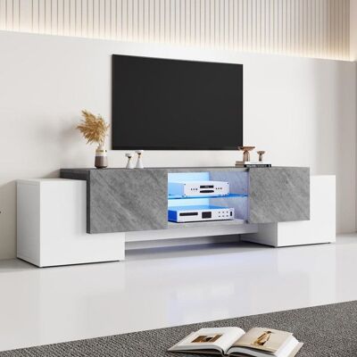 Generic Meuble TV blanc et gris 180x40x465 cm avec LED Bluetooth commode TV lowboard adapté aux avec téléviseurs 60/65/70 pouces - Publicité Generic Meuble TV blanc et gris 180x40x465 cm avec LED Bluetooth commode TV lowboard adapté aux avec téléviseurs 60/65/70 pouces - Publicité