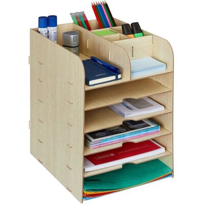 Relaxdays Organiseur bureau étagères documents 12 compartiments HxLxP: 345 x 25 x 32 cm Rangement MDF marron clair Marron - Publicité Relaxdays Organiseur bureau étagères documents 12 compartiments HxLxP: 345 x 25 x 32 cm Rangement MDF marron clair Marron - Publicité