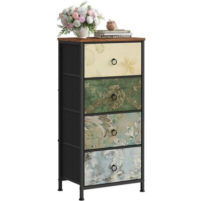 Commode WOLTU Meuble à 4 Tiroirs en Tissu Métal et Bois dIngénierie E1 Motif de Fleur Vintage W0ITT5035 - Publicité Commode WOLTU Meuble à 4 Tiroirs en Tissu Métal et Bois dIngénierie E1 Motif de Fleur Vintage W0ITT5035 - Publicité