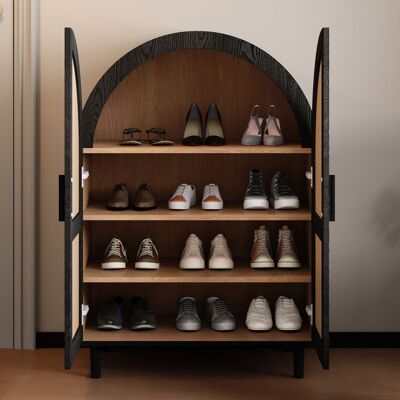 DESVIAE Meuble à chaussures capacité 12-15 paires meuble dentrée 2 portes 4 étagères MDF naturelle + noir Jaune - Publicité DESVIAE Meuble à chaussures capacité 12-15 paires meuble dentrée 2 portes 4 étagères MDF naturelle + noir Jaune - Publicité