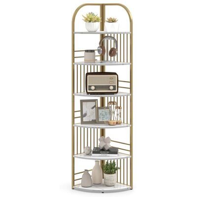 Meuble Étagère dAngle à 6 Niveaux 1815 cm COSTWAY Présentoir Vertical Support de Plantes pour Salon Chambre Bureau Blanc et Or Blanc - Publicité Meuble Étagère dAngle à 6 Niveaux 1815 cm COSTWAY Présentoir Vertical Support de Plantes pour Salon Chambre Bureau Blanc et Or Blanc - Publicité